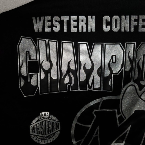 Dallas Mavs Mitchell & Ness‎ Large NBA Jacket Reflective Silver Art Black New - Picture 11 of 12